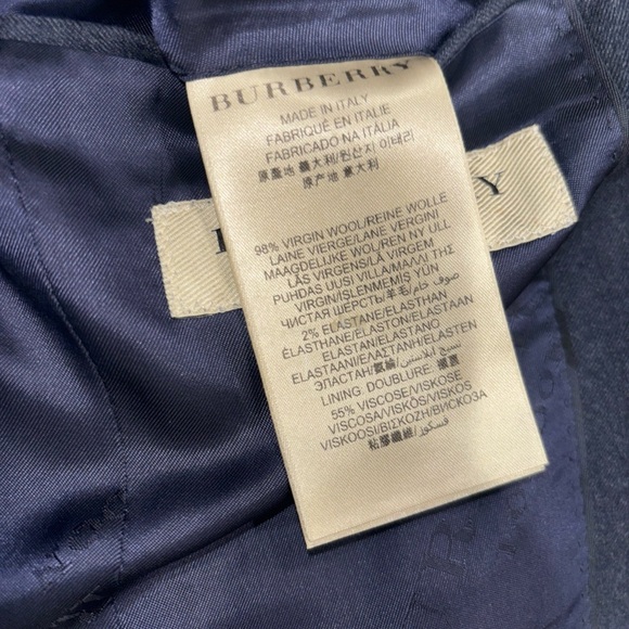 Burberry Virgin Wool Navy Blazer Jacket Size 44R Men’s Made In Italy - Picture 10 of 10